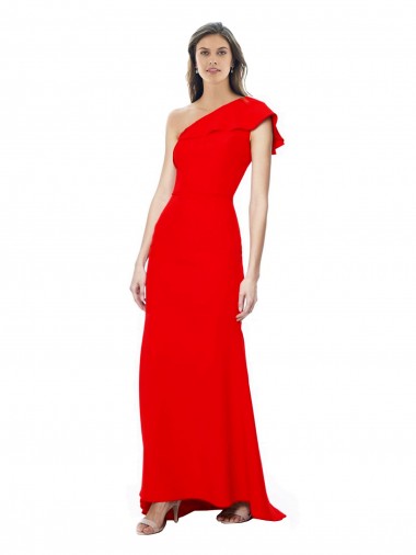 Rouge Sirène Col Haut Crêpe Stretch Longue Formelles Robes demoiselle d'honneur / Robes de soirée / Robes de bal Pas Cher