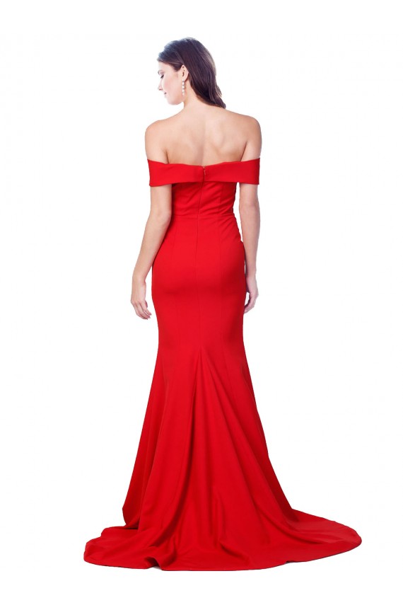 Rouge Sirène Crêpe Stretch Longue Formelles Robes demoiselle d'honneur / Robes de soirée / Robes de bal Pas Cher