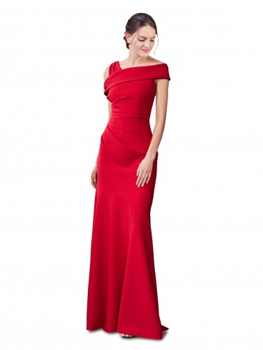 Rouge Sirène Crêpe Stretch Longue Formelles Robes demoiselle d'honneur / Robes de soirée / Robes de bal Pas Cher