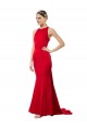 Rouge Sirène Licou Col Haut Crêpe Stretch Longue Formelles Robes demoiselle d'honneur / Robes de soirée / Robes de bal Pas Cher