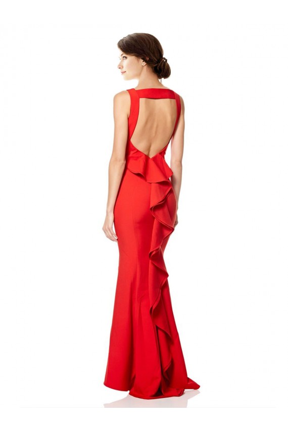 Rouge Sirène Licou Col Haut Crêpe Stretch Longue Formelles Robes demoiselle d'honneur / Robes de soirée / Robes de bal Pas Cher