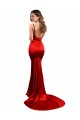 Rouge Sirène Satiné Stretch Longue Formelles Robes demoiselle d'honneur / Robes de soirée / Robes de bal Pas Cher