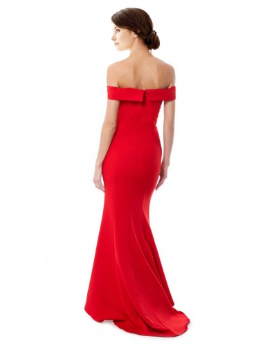 Rouge Sirène Épaule Dénudée Crêpe Stretch Longue Formelles Robes demoiselle d'honneur / Robes de soirée / Robes de bal