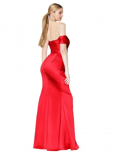 Rouge Sirène Épaule Dénudée Satiné Stretch Longue Formelles Robes demoiselle d'honneur / Robes de soirée / Robes de bal