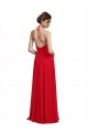 Rouge Trapèze Bretelles spaghetti Col V Mousseline Longue Robes demoiselle d'honneur Pas Cher