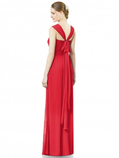 Rouge Trapèze Mousseline Longue Robes demoiselle d'honneur