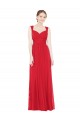 Rouge Trapèze Mousseline Longue Robes demoiselle d'honneur Pas Cher