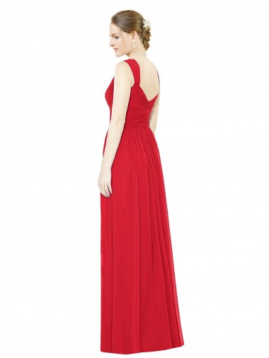 Rouge Trapèze Mousseline Longue Robes demoiselle d'honneur