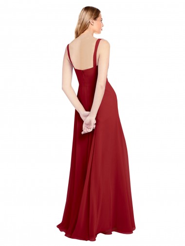 Rouge Trapèze Mousseline Longue Robes demoiselle d'honneur