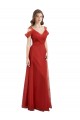 Rouge Trapèze Tulle Longue Robes demoiselle d'honneur Pas Cher