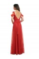 Rouge Trapèze Tulle Longue Robes demoiselle d'honneur Pas Cher