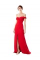 Rouge Trapèze Épaule Dénudée Crêpe Stretch Longue Formelles Robes demoiselle d'honneur / Robes de soirée / Robes de bal Pas Cher