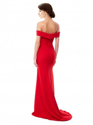 Rouge Trapèze Épaule Dénudée Crêpe Stretch Longue Formelles Robes demoiselle d'honneur / Robes de soirée / Robes de bal