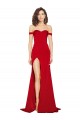 Rouge Trapèze Épaule Dénudée Satiné Soyeux Longue Formelles Robes demoiselle d'honneur / Robes de soirée / Robes de bal Pas Cher