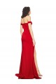 Rouge Trapèze Épaule Dénudée Satiné Soyeux Longue Formelles Robes demoiselle d'honneur / Robes de soirée / Robes de bal Pas Cher
