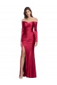 Rouge foncé Fourreau Satiné Stretch Longue Formelles Robes demoiselle d'honneur / Robes de soirée / Robes de bal Pas Cher