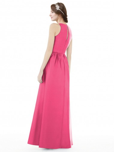 Rubis Trapèze Col bijou Satiné Longue Robes demoiselle d'honneur