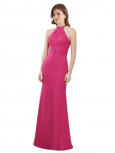 Rubis Trapèze Licou Mousseline Longue Robes demoiselle d'honneur Pas Cher