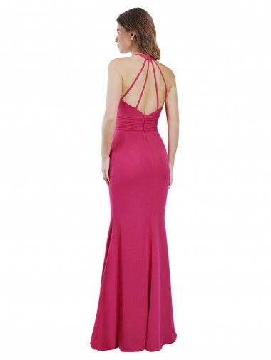 Rubis Trapèze Licou Mousseline Longue Robes demoiselle d'honneur