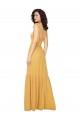 Safran Trapèze Col Carré Mousseline Longue Robes demoiselle d'honneur Pas Cher