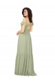 Safran Trapèze Col V Mousseline Longue Robes demoiselle d'honneur Pas Cher