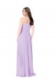 Safran Trapèze Col V Mousseline Longue Robes demoiselle d'honneur Pas Cher