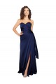 Saphir Trapèze Sans bretelle Satiné Soyeux Longue Formelles Robes demoiselle d'honneur / Robes de soirée / Robes de bal Pas Cher