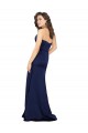 Saphir Trapèze Sans bretelle Satiné Soyeux Longue Formelles Robes demoiselle d'honneur / Robes de soirée / Robes de bal Pas Cher