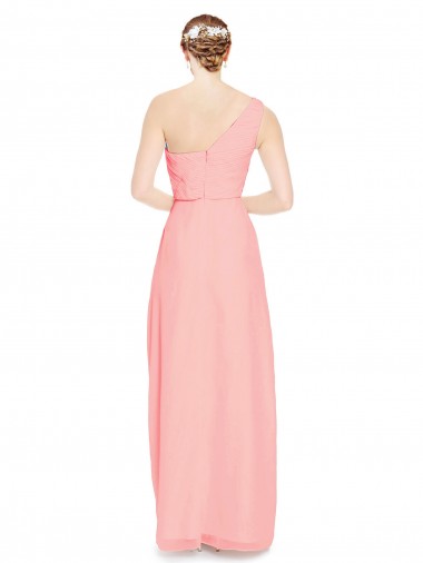 Saumon Trapèze Mousseline Longue Robes demoiselle d'honneur