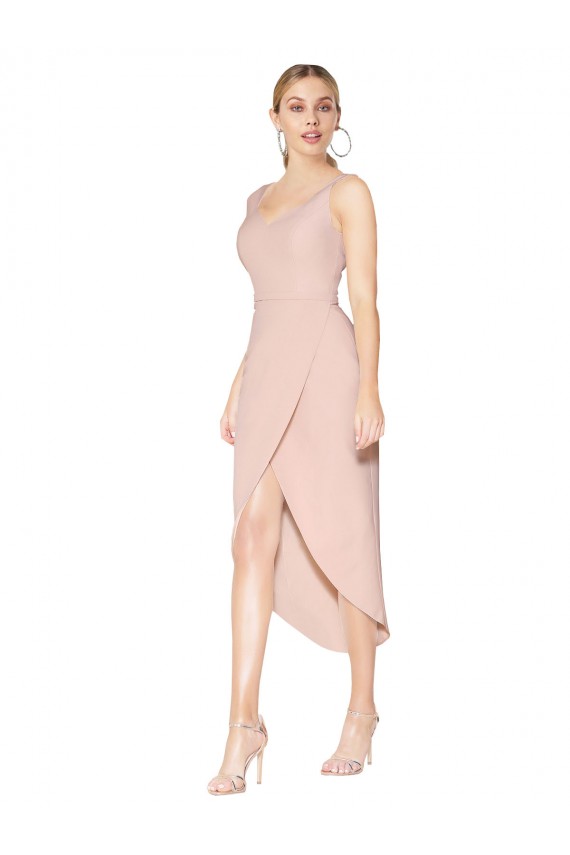 Sirène Bretelles spaghetti Crêpe Stretch Courte Asymétrique Robes demoiselle d'honneur / Robes de soirée / Robes de cocktail Pas Cher