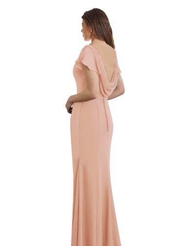 Sirène Col Bateau Col Haut Mousseline Longue Robes demoiselle d'honneur / Robes de bal