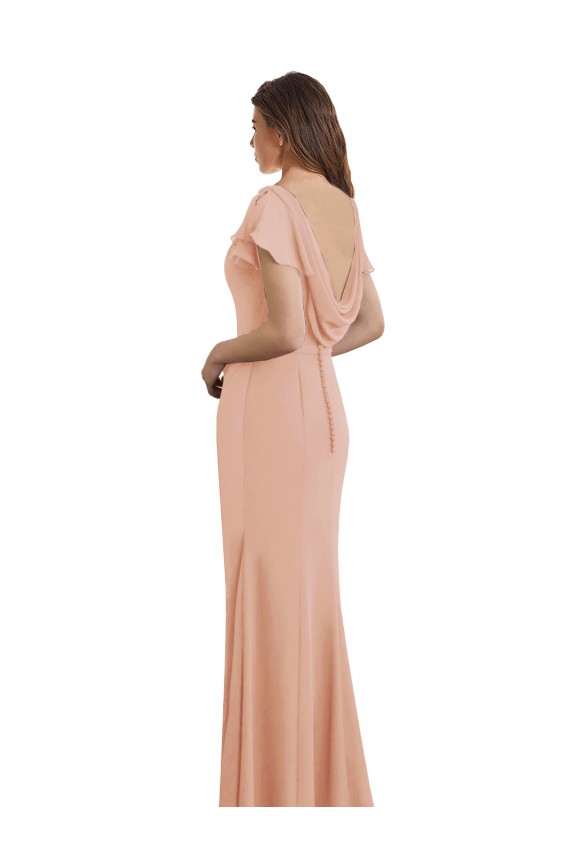 Sirène Col Bateau Col Haut Mousseline Longue Robes demoiselle d'honneur / Robes de bal Pas Cher