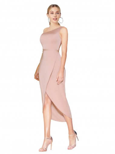 Sirène Col Haut Crêpe Stretch Courte Asymétrique Robes demoiselle d'honneur / Robes de soirée / Robes de cocktail Pas Cher