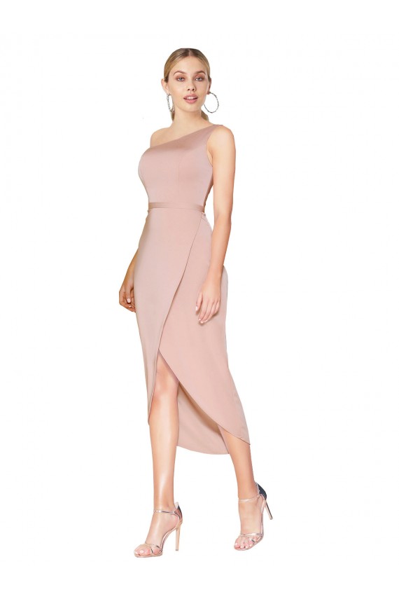 Sirène Col Haut Crêpe Stretch Courte Asymétrique Robes demoiselle d'honneur / Robes de soirée / Robes de cocktail Pas Cher