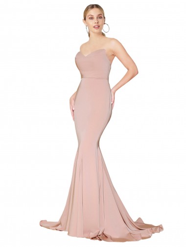 Sirène Col Haut Crêpe Stretch Longue Formelles Robes demoiselle d'honneur / Robes de soirée / Robes de bal Pas Cher