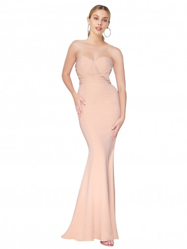 Sirène Col Haut Crêpe Stretch Longue Formelles Robes demoiselle d'honneur / Robes de soirée / Robes de bal Pas Cher