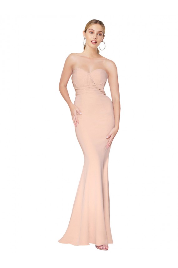 Sirène Col Haut Crêpe Stretch Longue Formelles Robes demoiselle d'honneur / Robes de soirée / Robes de bal Pas Cher