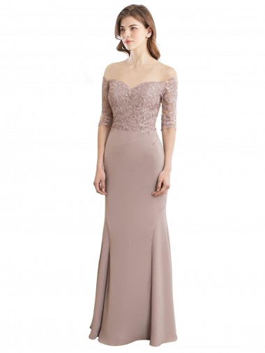 Sirène Col Haut Mousseline Dentelle Longue Robes demoiselle d'honneur Pas Cher