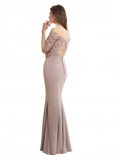 Sirène Col Haut Mousseline Dentelle Longue Robes demoiselle d'honneur