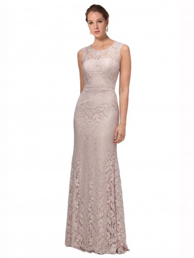 Sirène Illusion Scoop Dentelle Longue Robes demoiselle d'honneur / Robes de bal Pas Cher