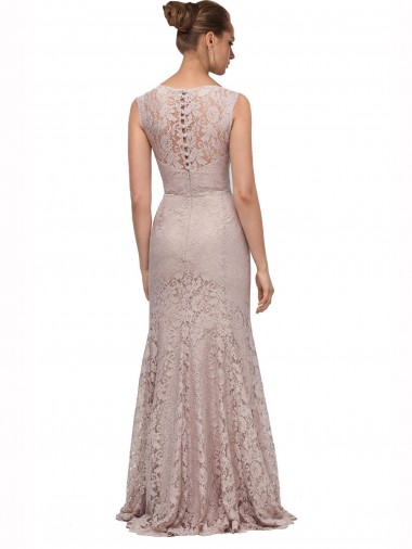 Sirène Illusion Scoop Dentelle Longue Robes demoiselle d'honneur / Robes de bal