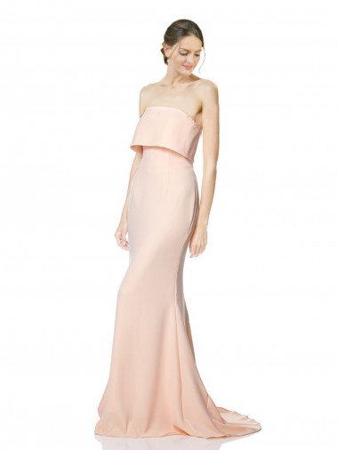 Sirène Sans bretelle Col Haut Crêpe Stretch Longue Formelles Robes demoiselle d'honneur / Robes de soirée / Robes de bal Pas Cher