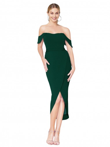Sirène Épaule Dénudée Col Haut Crêpe Stretch Courte Asymétrique Robes demoiselle d'honneur / Robes de soirée / Robes de cocktail Pas Cher