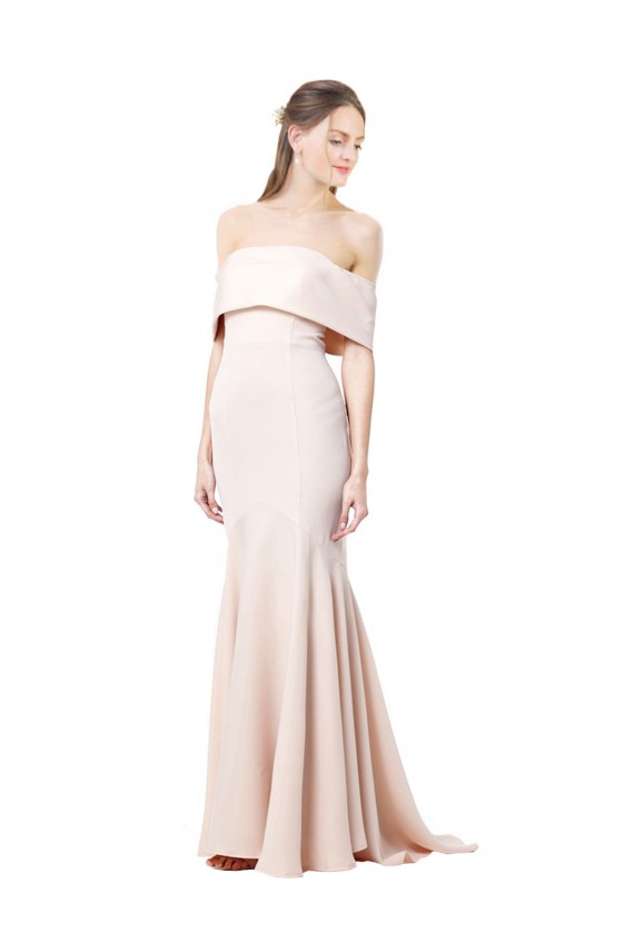 Sirène Épaule Dénudée Col Haut Crêpe Stretch Longue Formelles Robes demoiselle d'honneur / Robes de soirée / Robes de bal Pas Cher