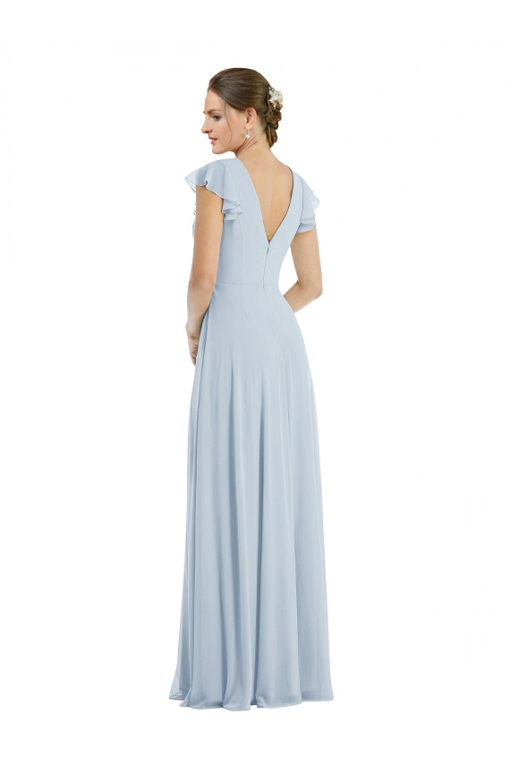 Trapèze Bateau Mousseline Longue Formelles Robes demoiselle d'honneur / Robes de soirée Pas Cher