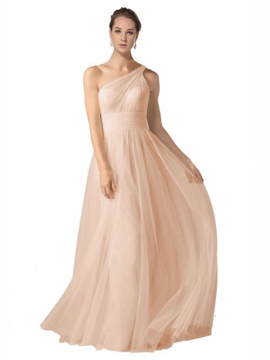 Trapèze Bretelles spaghetti Tulle Longue Robes demoiselle d'honneur Pas Cher