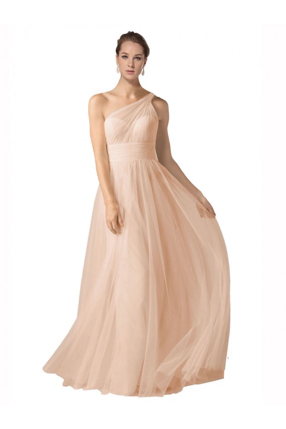 Trapèze Bretelles spaghetti Tulle Longue Robes demoiselle d'honneur Pas Cher