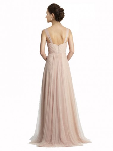 Trapèze Col Carré Tulle Longue Robes demoiselle d'honneur