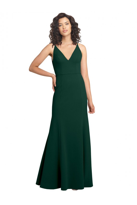 Trapèze Col V Crêpe Stretch Longue Formelles Robes demoiselle d'honneur / Robes de soirée / Robes de bal Pas Cher