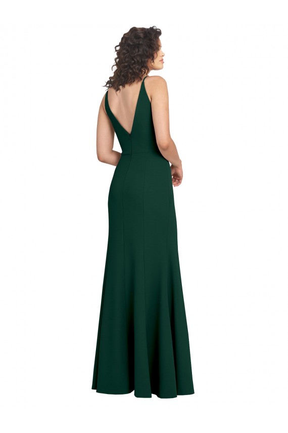 Trapèze Col V Crêpe Stretch Longue Formelles Robes demoiselle d'honneur / Robes de soirée / Robes de bal Pas Cher